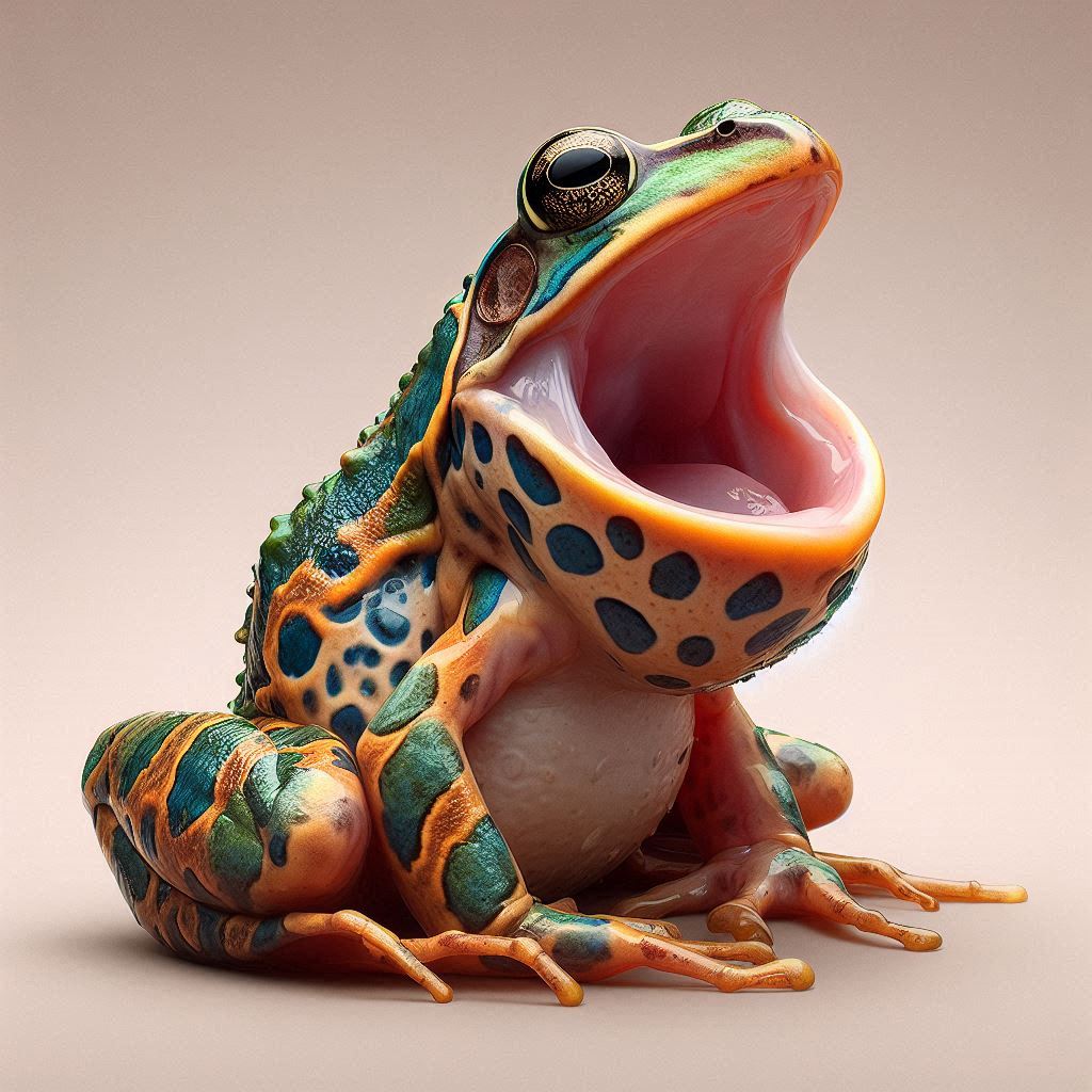 Male painted reed frog croaking