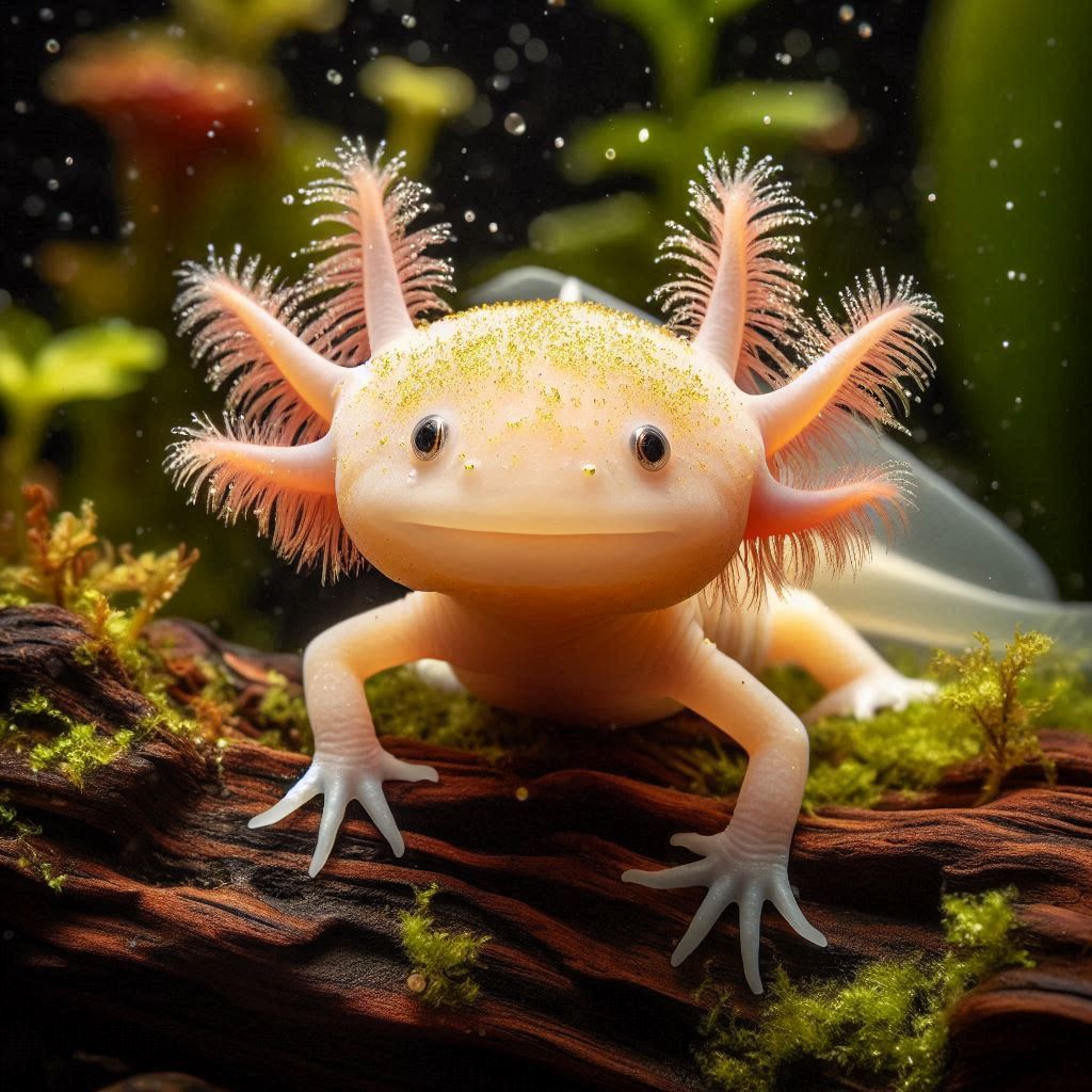 Albinotic gold axolotl
