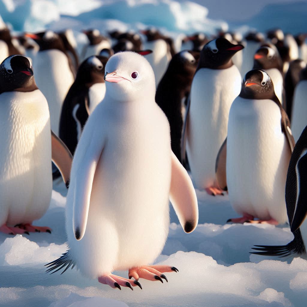 Gentoo penguin albino