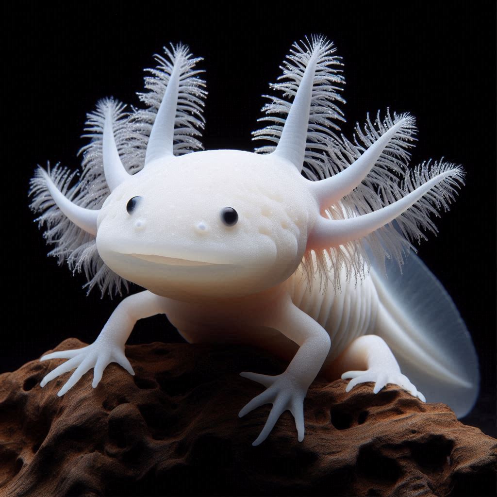 White Albino Axolotl (Xanthic)